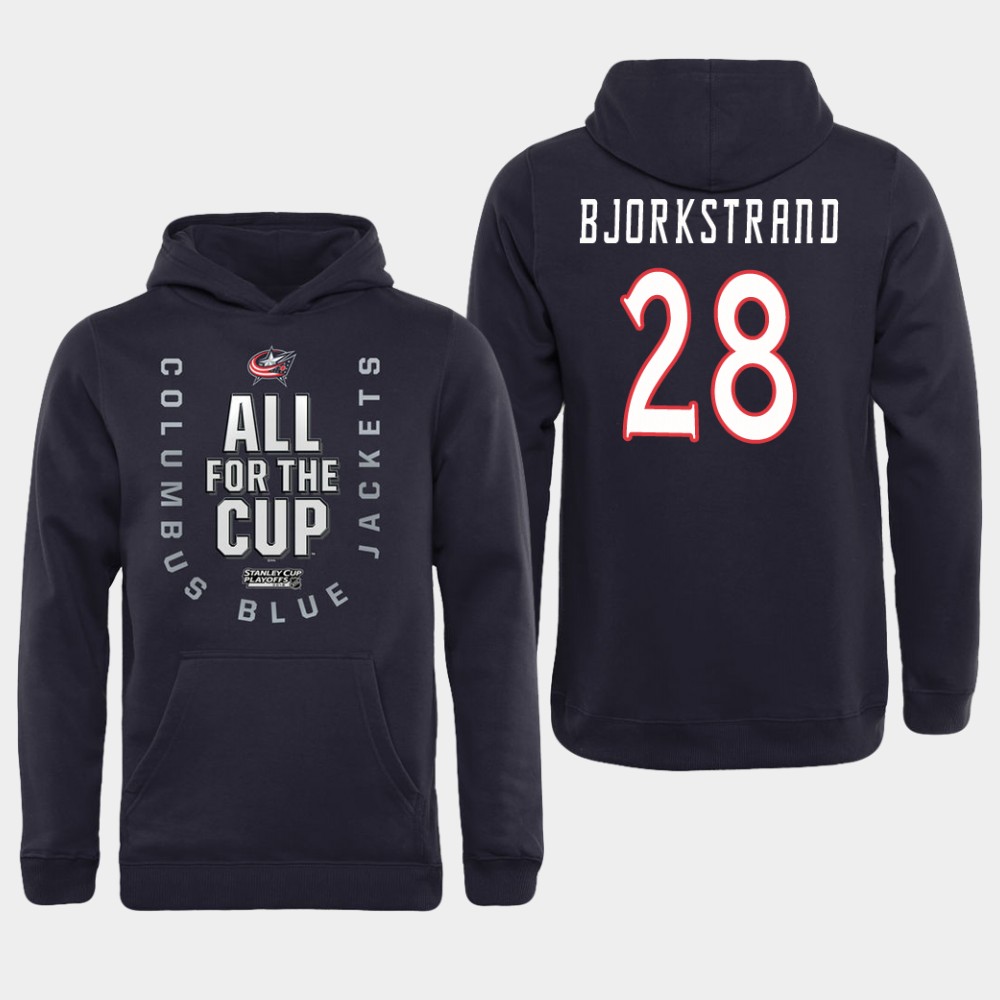 Men NHL Adidas Columbus Blue Jackets #28 Bjorkstrand black All for the Cup Hoodie